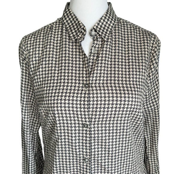 Barbour - Plaid Button Down Silk Blend Shirt Blouse Sz 36 - Picture 4 of 9